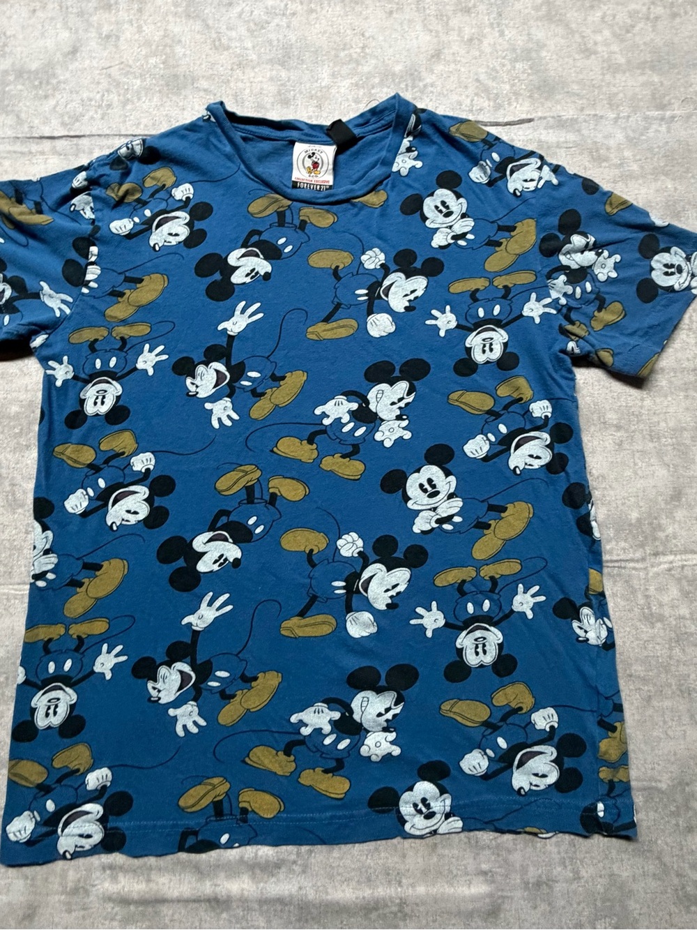 Forever 21 Blue Mickey Mouse Allover Print Tee